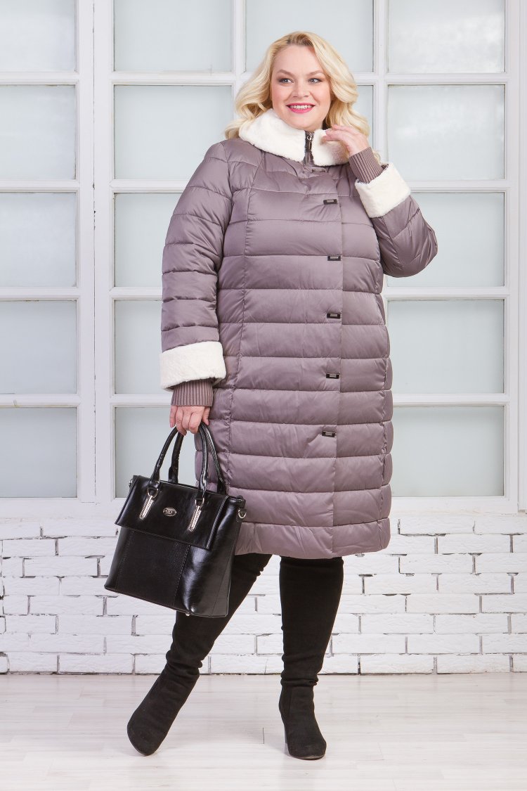 Пуховик большого размера для полных женщин плюс сайз