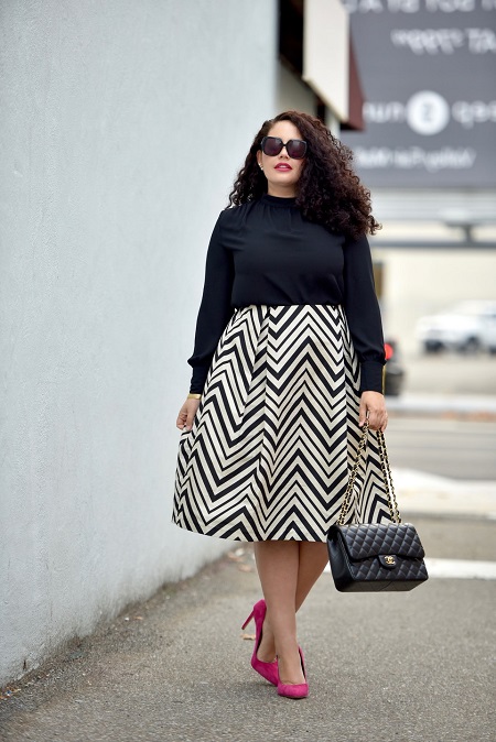 С чем носить юбку-трапецию полным женщинам